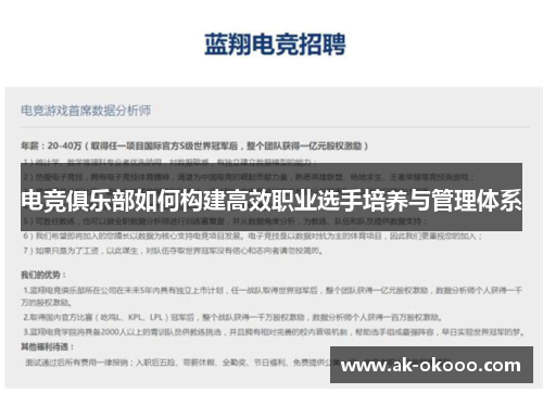 电竞俱乐部如何构建高效职业选手培养与管理体系